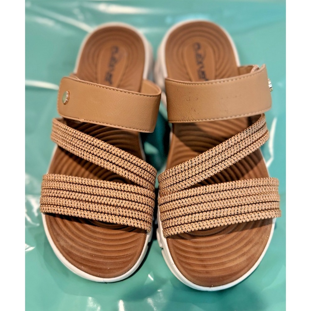 Flexus Spring Step Galvanesa Tan Platform Wedge Slide Sandals Women's 6 / 36 - Picture 2 of 9